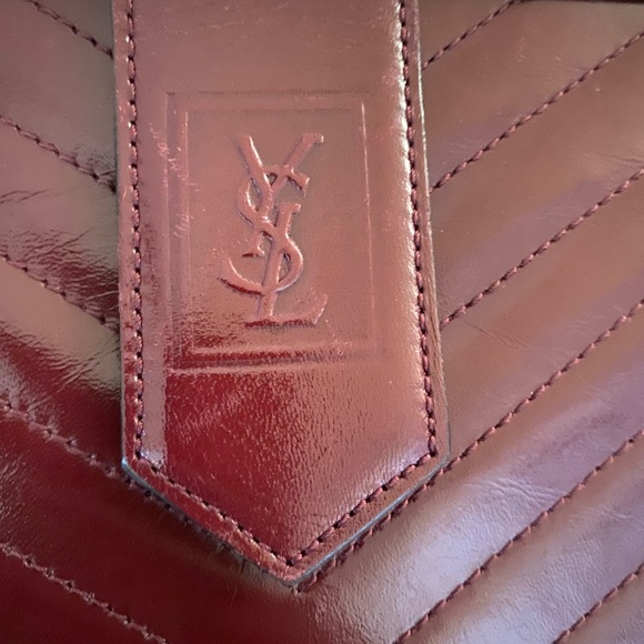 Authentic Yves Saint Laurent maroon clutch - Picture 3 of 10